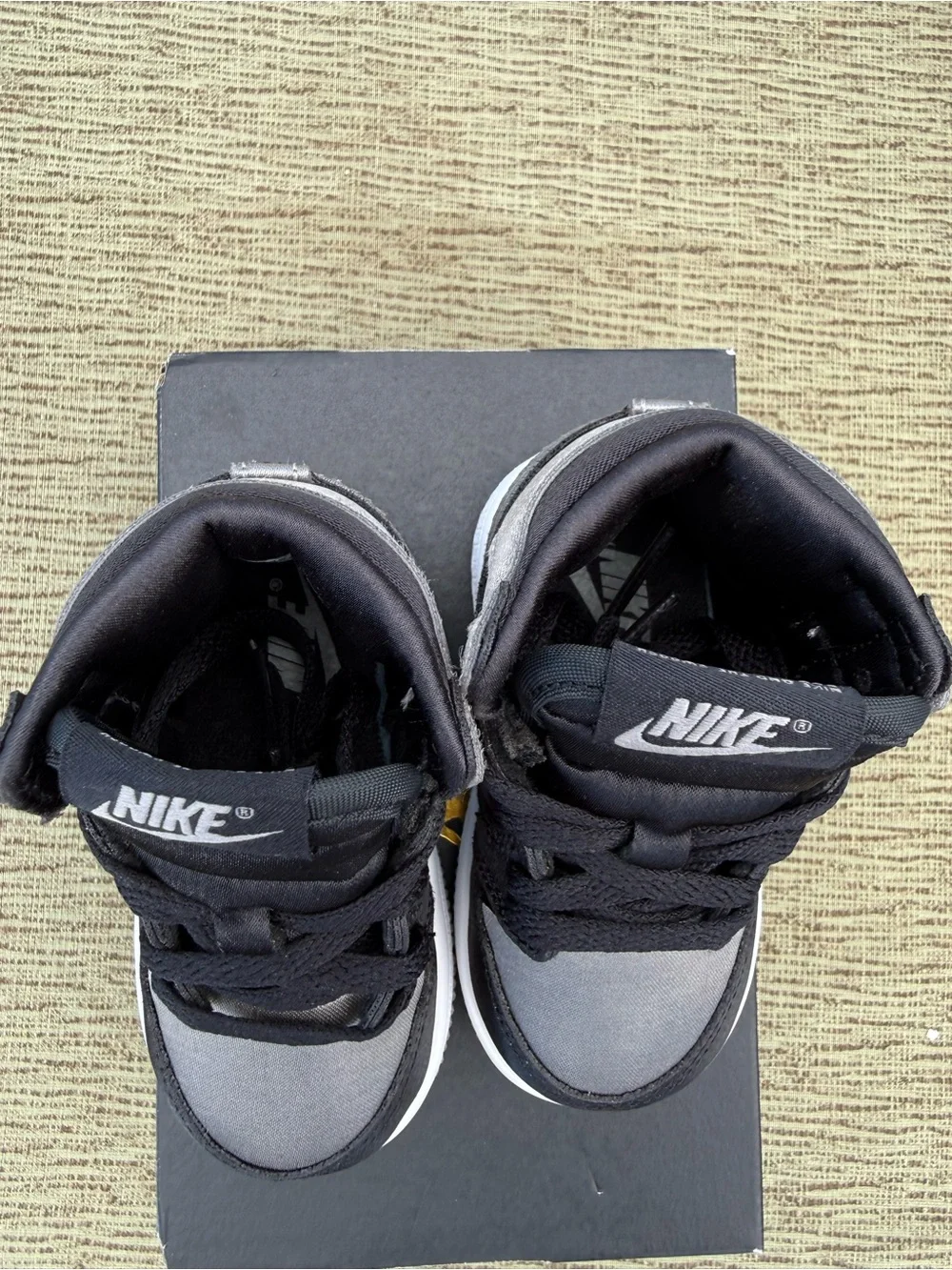 Nike Kids Black and Gray High-Top Sneakers with White Sole